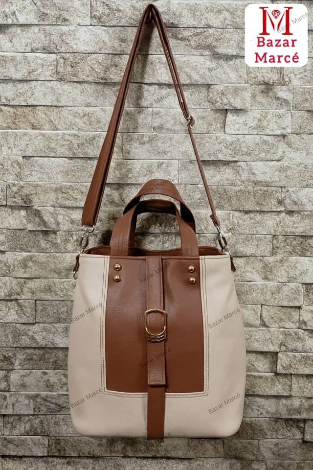 Cartera Beige y Castaño, Colección Primavera