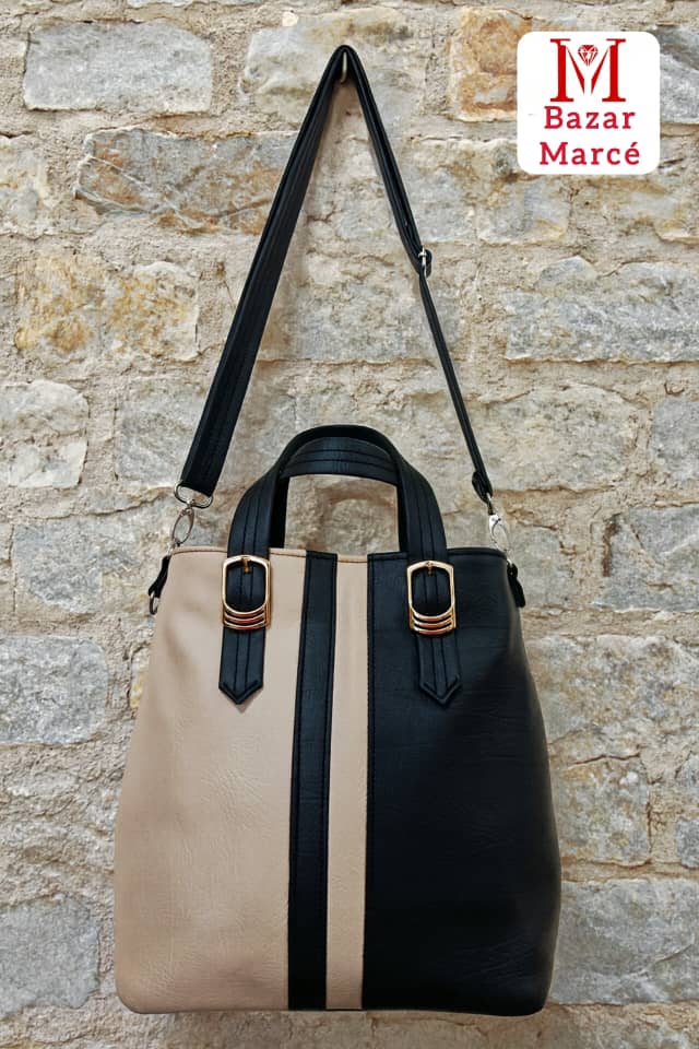 Cartera Negra y Beige Colección Primavera